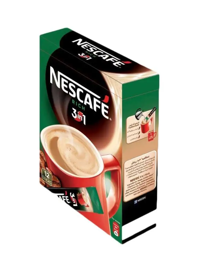 Nescafe 3-In-1 Rich Instant Coffee Stick 21grams Pack of 12