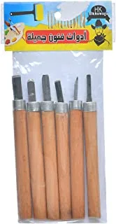 Set Of 6 Pieces Of Detail Knives With different shapes with Wooden Handle - Wood