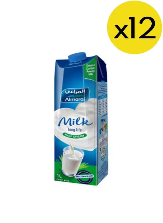 Almarai Plain Milk Half Cream 1Liters Pack of 12