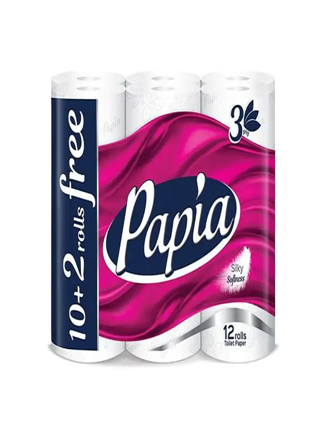 Papia 12-Piece Silky Softness Toilet Roll Set White