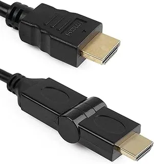 Keendex kx 2505 hdmi male to hdmi male cable with 180 degree rotation and high speed 10.2gbps, 1.8 meters - black, Ethernet