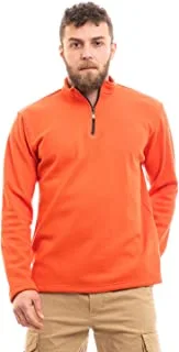 Andora mens Upper Zipper Full Sleeves Plain Sweatshirt - Orange Sweatshirt