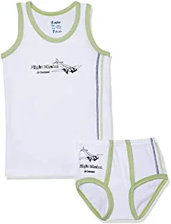 Papillion Cotton Set Of 2 Pieces Underwear Printed Shapes For Boys-White&Green-12Years