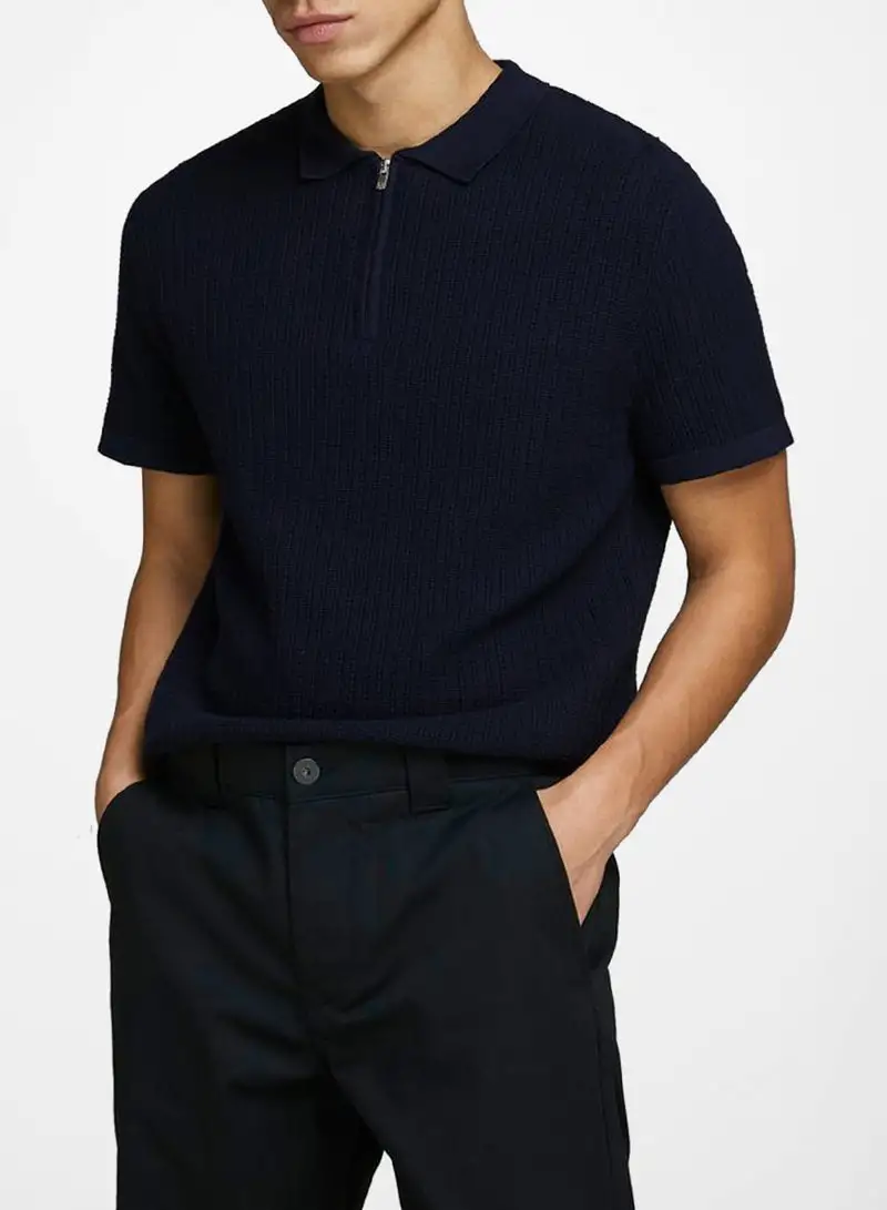 JACK & JONES Knit Polo T-Shirt Navy