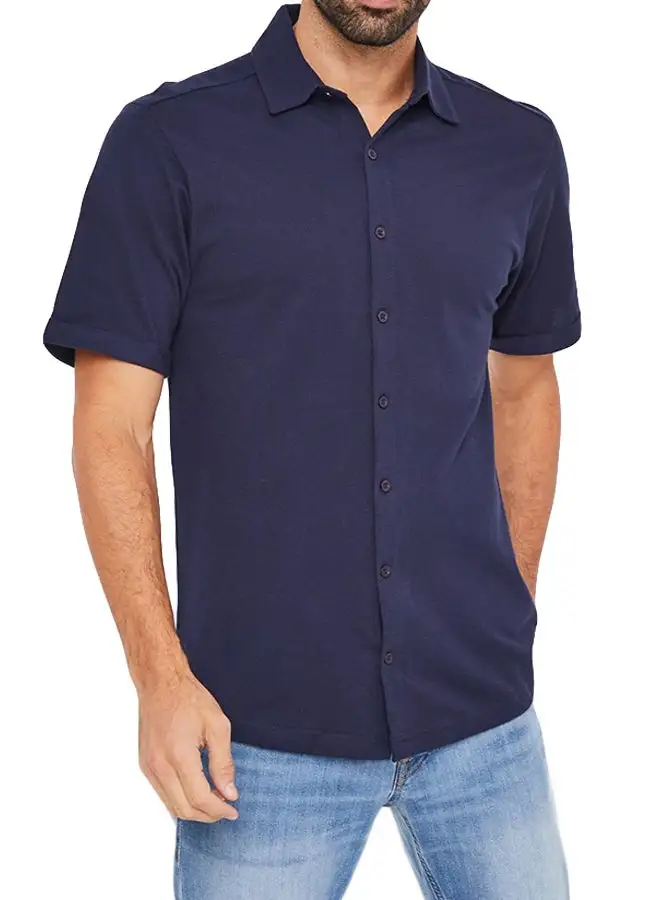 STATE 8 Knit Short Sleeve Shirt Navy