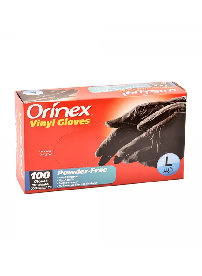 Orinex 100-Piece Vinyl Gloves Black L
