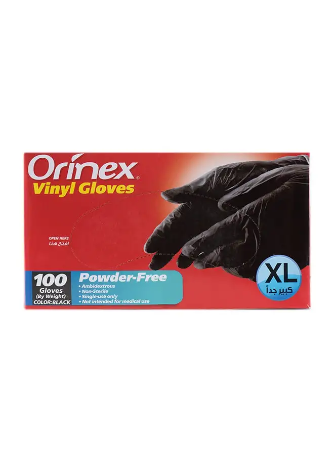 Orinex 100-Piece Powder XL Gloves Black