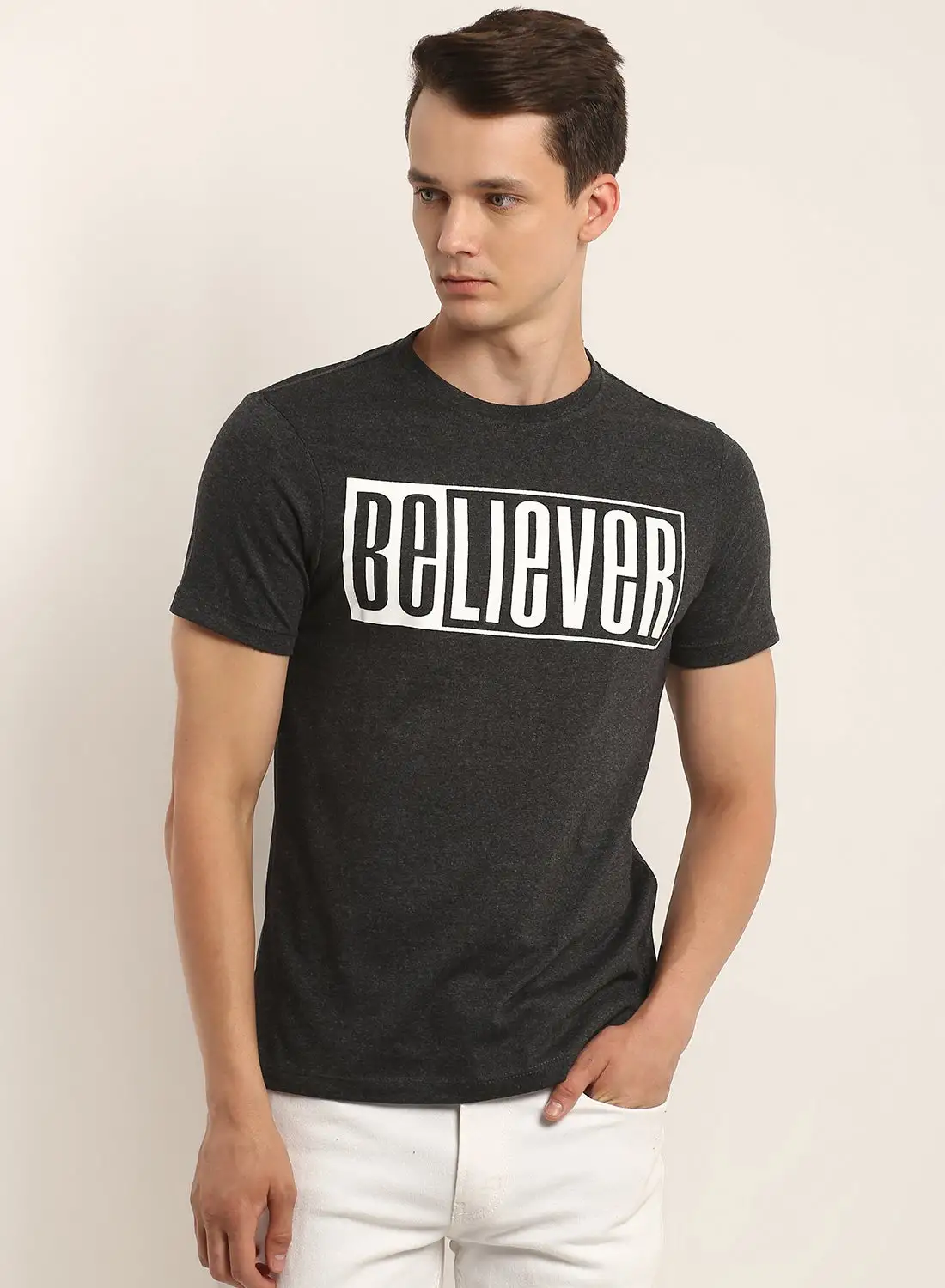 QUWA Graphic Printed T-Shirt Jet Black