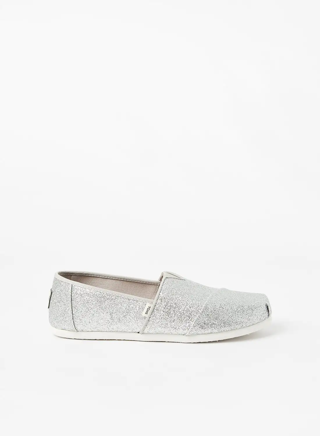 TOMS Youth Alpargata Glitter Slip-Ons Silver