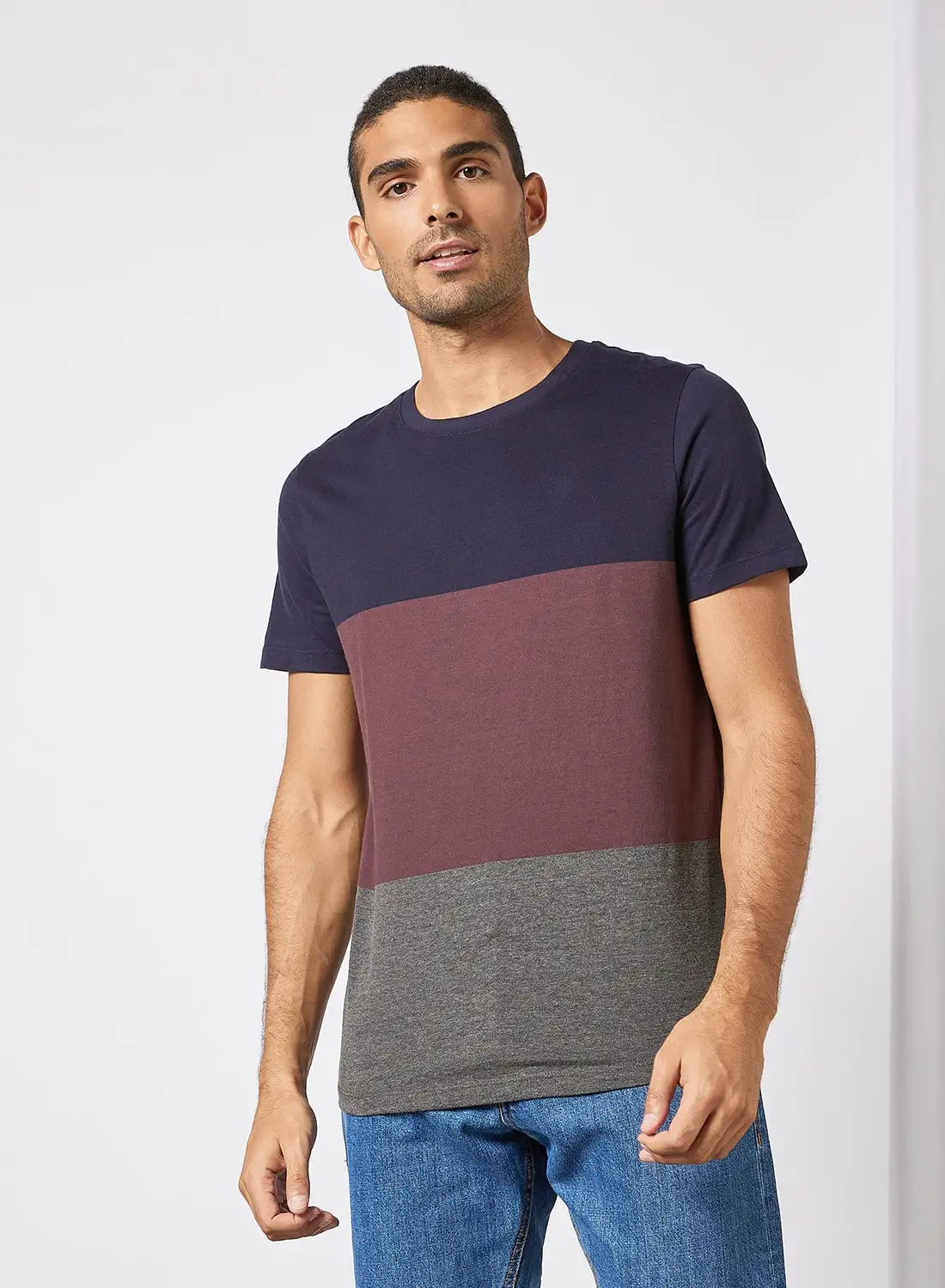 JACK & JONES Colourblock T-Shirt Navy