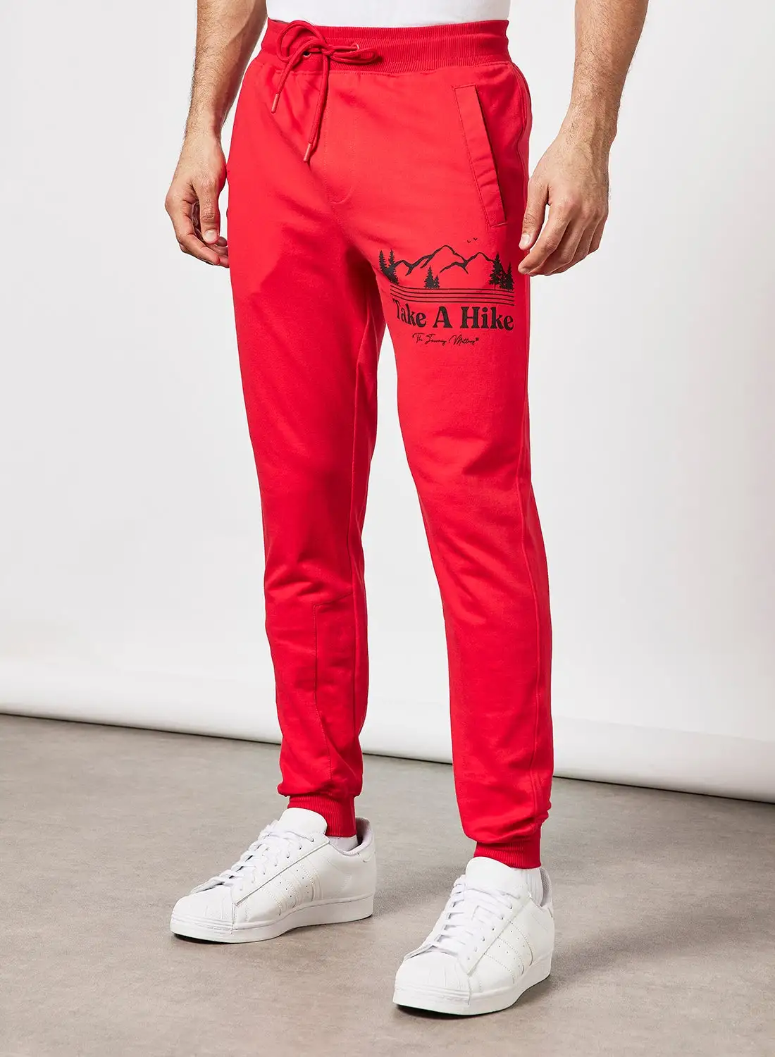ABOF Regular Fit Joggers Black Printed/Red