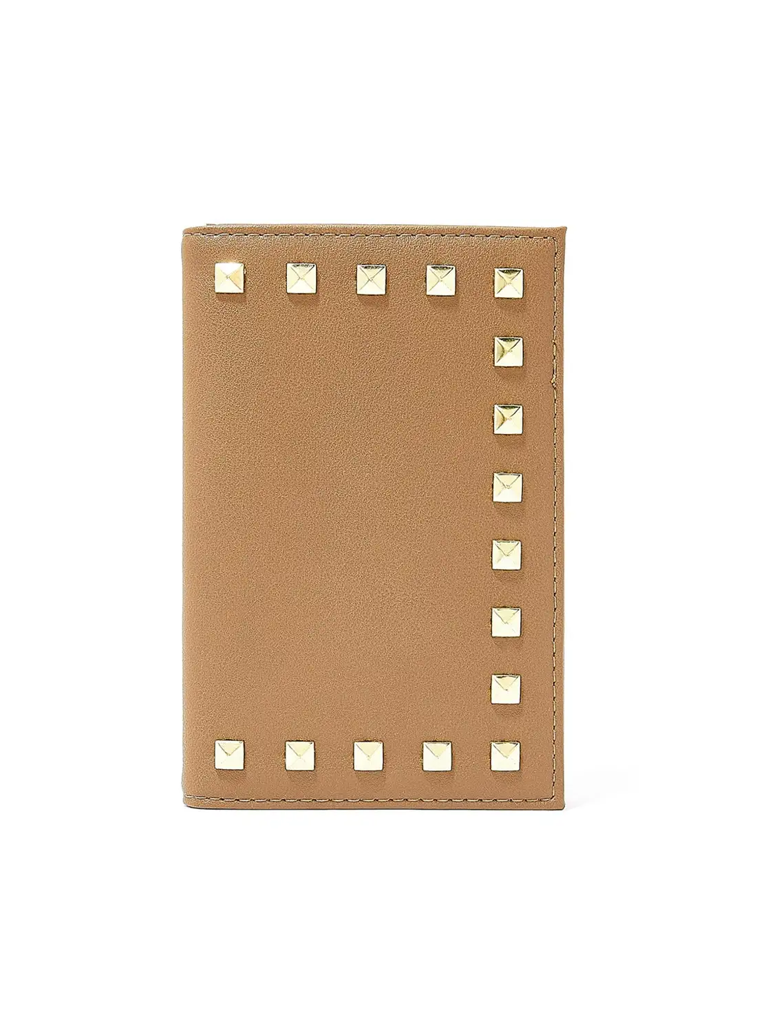 Jove Studded Bifold Long Wallet Brown