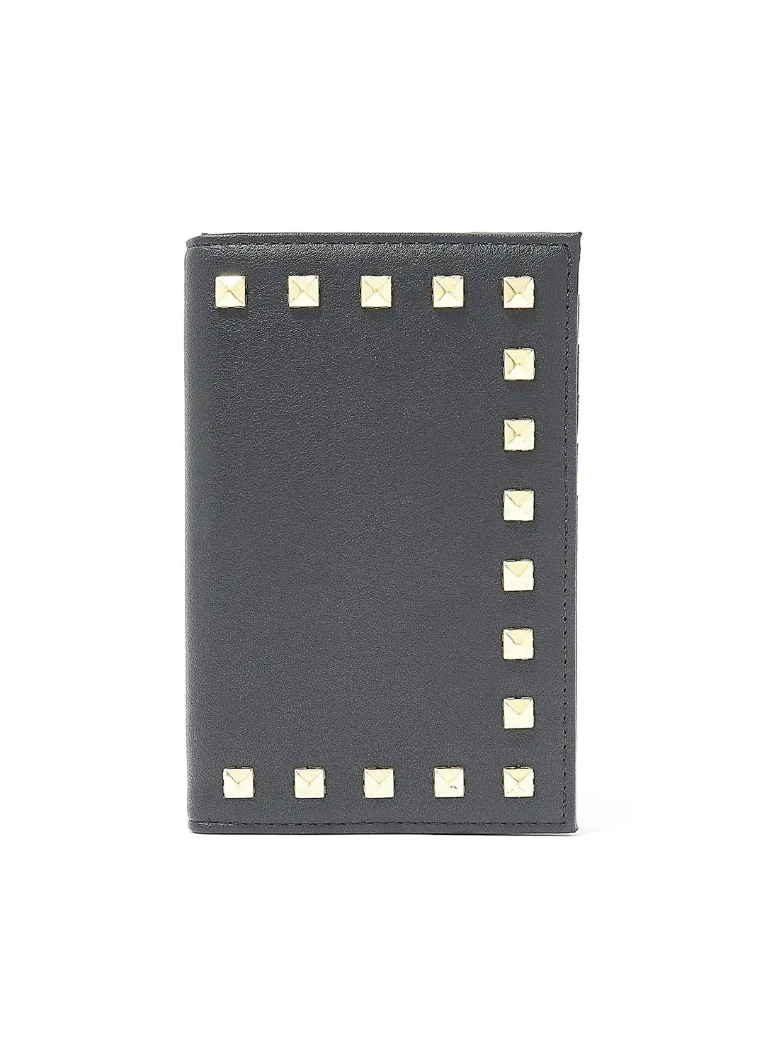 Jove Studded Bifold Long Wallet Black