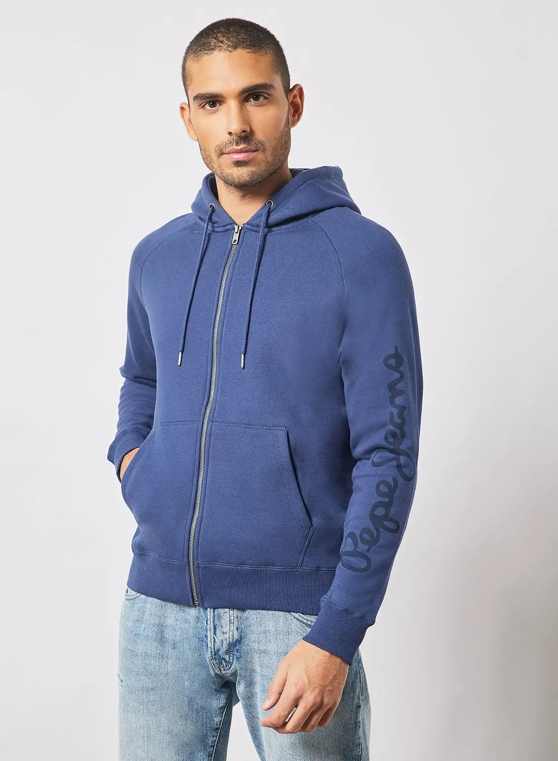 Pepe Jeans كنزة بغطاء للرأس جوليان بسحاب أزرق من Pepe Jeans