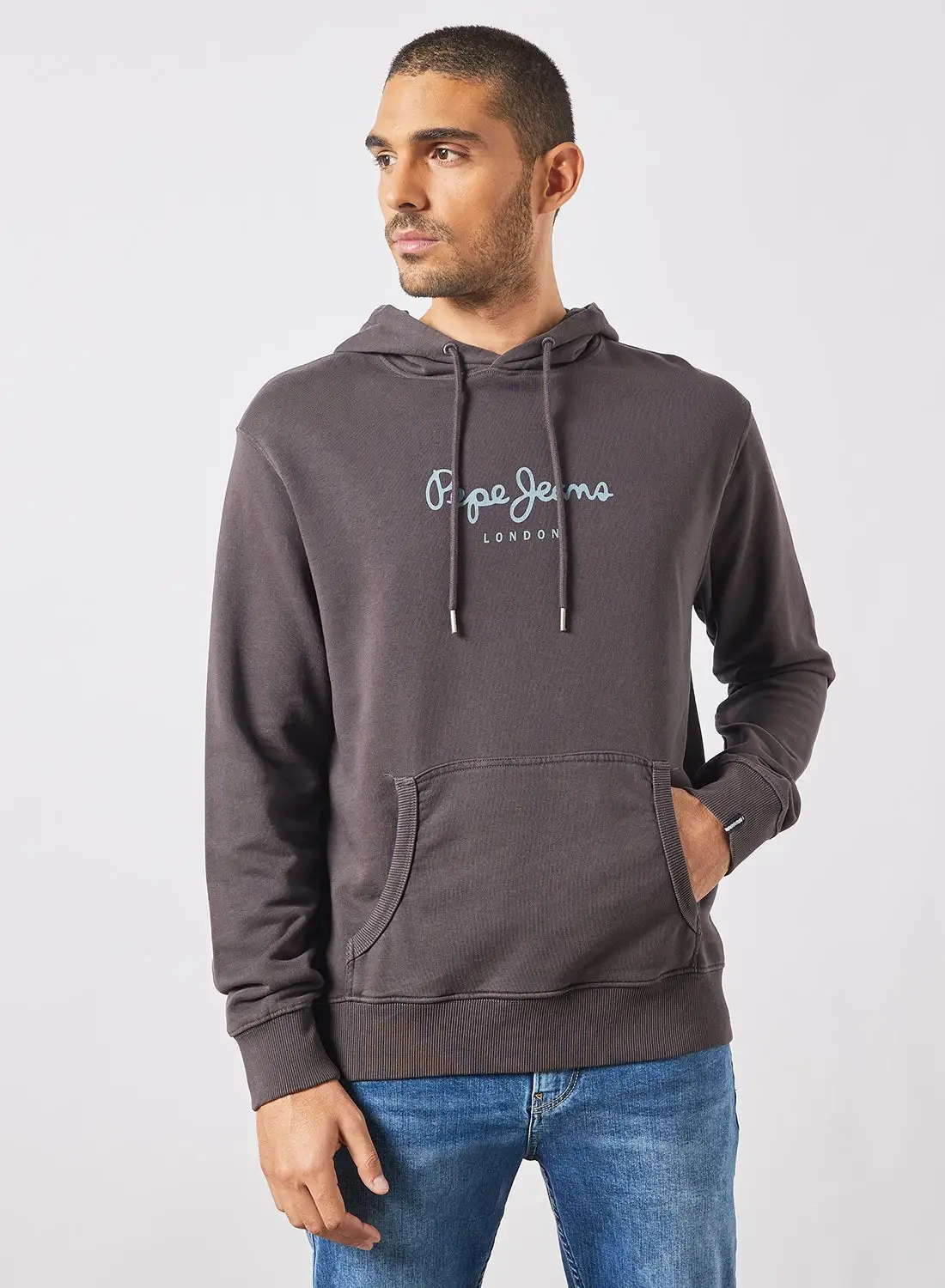 Pepe Jeans LONDON Dariel Logo Hoodie Dark Grey