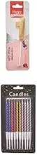 Small birthday glitter candle with number 1 design for cake decoration - gold + Birthday glitter candle for cake decoration set of 10 pieces - multi color