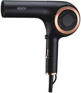 REBUNE RE-2080 Professional Air Dryer 1800W Black Hair Dryer Fast Drying Low Noise 2 Speeds 3 Heat Settings for Curly and Straight Hair