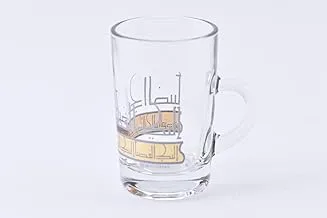 Glass Tea Tumbler W/Handle Set Deya Gold Silver/6Pcs