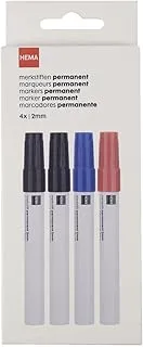Hema Permanent Markers 4 Pack, Multicolour