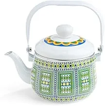 Al rimaya enamel kettle, 1.3 liter capacity, white/green
