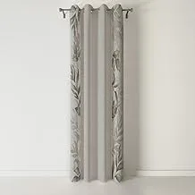 Shatta Printed Leaf Curtain Code-135 Rings One Side