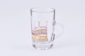 كوب شاي زجاجي مع مقبض مجموعة ضياء توت ذهبي / 6 قطع