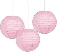 New Pink Round Paper Lanterns 9.5in 3pcs