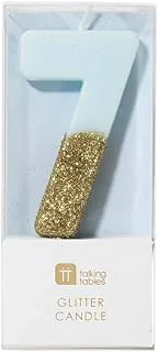 Blue - Glitter Number Candle 7
