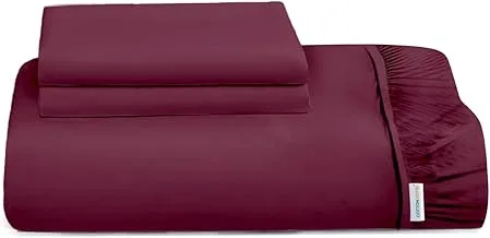 Cotton Home CH 829 Super Soft Fitted Sheet and Pillow Case Set 3 Pieces, Super King Size, Burgundy, Red