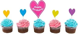 Top Cake Assorted Paper Happy Birthday Cake Topper - 6 1/4