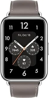 Huawei Watch Fit 2 Smartwatch, 1.74 Inch Fullview Display, Bluetooth Calling, Healthy Living Management, Nebula Gray/Leather Strap, Yoda-B19V, Small