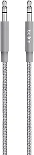 Belkin mixit metallic aux audio cable 4 ft / 1.2 meters - 3.5mm braided tangle free auxiliary cable with aluminuim connectors, durable and sleek audio link - grey