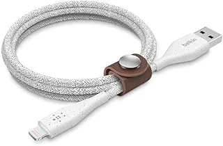 كابل Belkin DuraTek Plus Lightning إلى USB-A مع حزام (كابل شحن iPhone فائق القوة ، كابل Lightning إلى USB ، 4 أقدام / 1.2 متر ، أبيض)