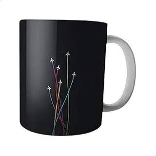 Airplanes Printed Ceramic Mug - Black