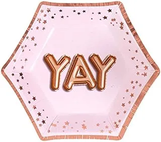 Neviti Glitz & Glamour Yay Plate 8-Pack, Small, Pink/Rose Gold