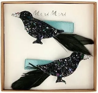 Meri Meri Halloween Glitter Crow Hair Clips 2-Pieces