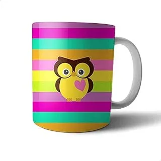 Ceramic Owl Print Mug - Multi Color