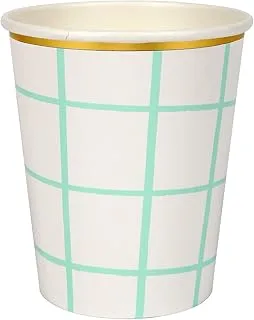Meri Meri Grid Party Cups 8 Pieces, Mint