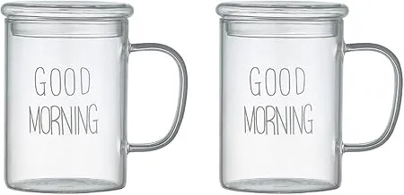 Neoflam 2 PCS Borosilicate Single Wall Glass Mugs Set (450 ML)