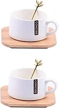 6-piece Cup And Saucer Set With Wooden Plate