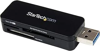 StarTech.com USB 3.0 Multimedia Memory Card Reader - Portable SDHC MicroSD Card Reader - External USB Flash Card Reader (FCREADMICRO3) Black