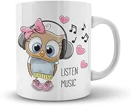 Ceramic Mug - white - owl