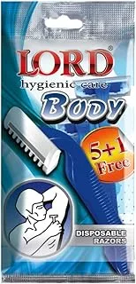 Lord set of 5+1 disposable razors single blade for body shaving for men - blue