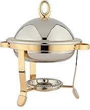Al Saif Iron Date and Seed Bowl with Gold Stand, Nickel