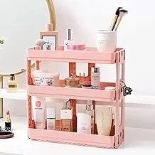 Expandable Multi-Tile Organizer Rack for Kitchen, Bathroom and Beauty Table (3 Ply, Pink)