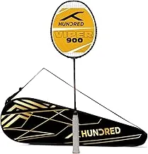 HUNDRED Viper 900 Carbon Fibre Strung Badminton Racket with Full Racket Cover