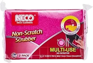 Neco Pack of 2 Non-Scratch Scrubber Dish Sponge for Washing Dishes Cleaning Kitchen Scrub Sponge and Scrubbers Cleaning Pads, Bathroom Cleaning Sponges, Dish Washing Sponge