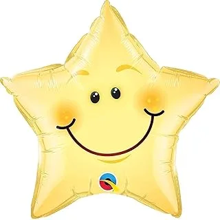 بالون فويل من Qualatex Smiley Face على شكل نجمة ، مقاس 20 بوصة