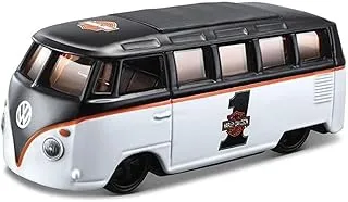 Maisto 1:64 Scale Harley Davidson Volkswagen VW Samba Bus, White/Black
