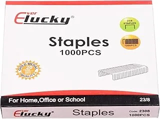 Ever lucky 2308 High Quality Staples 1000Pcs Size 23/24mm For Heavy Stapler For Home,Office, School - Silver